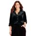 Plus Size Women's AnyWear Velvet Button Front Shirt by Catherines in Black (Size 1X)