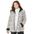 Plus Size Women's Printed Fleece Coat with Sherpa Lining by Catherines in Houndstooth Ivory (Size 5X)