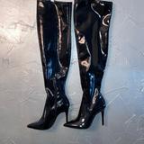 Jessica Simpson Shoes | Jessica Simpson Over The Knee Stiletto Patent Leather Boots Size 9 | Color: Black | Size: 9