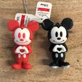 Disney Holiday | 2 New Silicone Disney Mickey Mouse Heart Ornaments Red + Black Marbled / White | Color: Black/Red | Size: Set Of 2