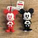 Disney Holiday | 2 New Silicone Disney Mickey Mouse Heart Ornaments Red + Black Marbled / White | Color: Black/Red | Size: Set Of 2