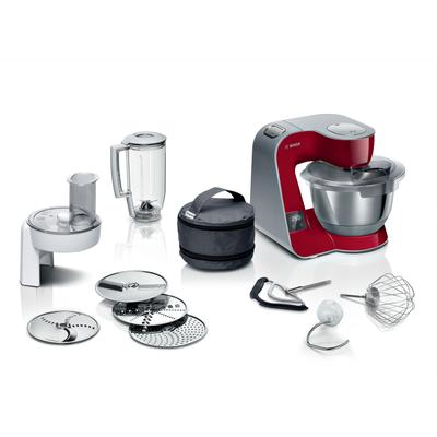 BOSCH Küchenmaschine "Serie 4 MUM5X720, integr. Waage, Durchlaufschnitzler, Mixer, rot", rot (deep rot, silber), B:28cm H:28,2cm T:27,1cm, Küchenmaschinen, 3 Scheiben, Schüssel, Knethaken/Rühr-/Schlagbesen, spülmaschinenfest Image