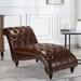 Charlton Home® Alexsys Faux Leather Upholstered Tufted Armless Chaise Lounge Chair w/ Nailhead Trim Faux Leather/Wood in Brown | Wayfair