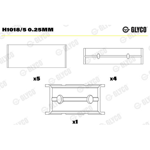 GLYCO Kurbelwellenlager für FORD JAGUAR PEUGEOT CITROEN LAND ROVER FIAT LTI USA H1018/5 0.25mm