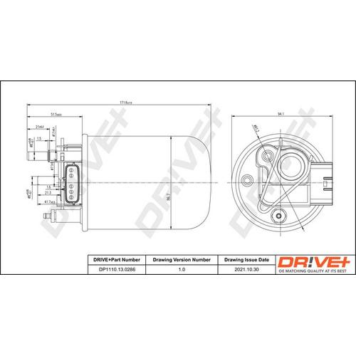 Drive+ Kraftstofffilter 87mm für NISSAN 16400-1KB2B DP1110.13.0286