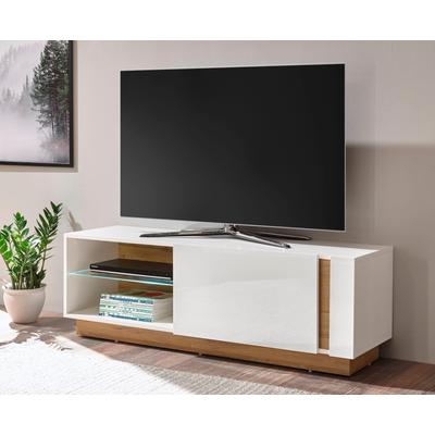 Lowboard INOSIGN "CLAiR Lowboard 31", weiß (weiß hochglanz, grandson oak), B:138cm H:46cm T:40cm, Holzwerkstoff, Sideboards, Breite 138 cm Image