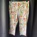 Disney Pants & Jumpsuits | Disney, Alice Through The Looking Glass Floral Capri Pants. Sz 8 | Color: Green/White | Size: 8