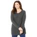 Plus Size Women's Daydream Waffle Knit Pullover by Catherines in Medium Heather Grey (Size 1X)