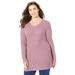 Plus Size Women's Daydream Waffle Knit Pullover by Catherines in Dusty Pink (Size 5X)