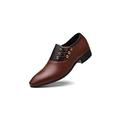 EndoraDore Mens Oxfords Leather Lace Ups Dress Shoes Slip On Pointed Toe Derbys Classic Formal Business Shoes Smart Brogues Brown