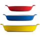 Big Smoke's Enamel Lasagne Dish - Set of 3 Enameled Cast Iron Oven Dish Set for Baking, Roasting, Braising and Boiling | Versatile Casserole Dishes for Cooking and Serving in Yellow, Blue and Red