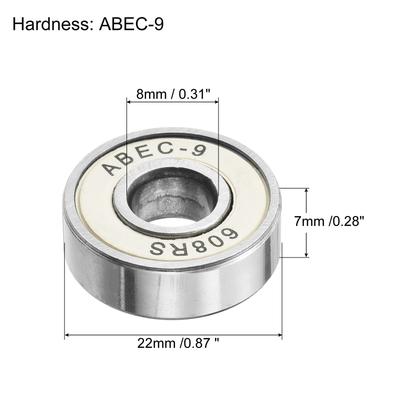 Skateboard Bearings 608RS Deep Groove Ball Bearings for Roller, 20pcs