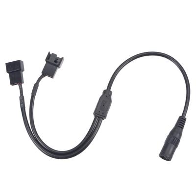 Fan Power Supply Cable DC 5.5mmx2.1mm to 2 Port 3 Pin or 4 Pin Output - Black - 13.8 Inch