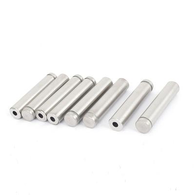 12x60mm Stainless Steel Advertising Frameless Glass Standoff Pin Clam - Silver Tone