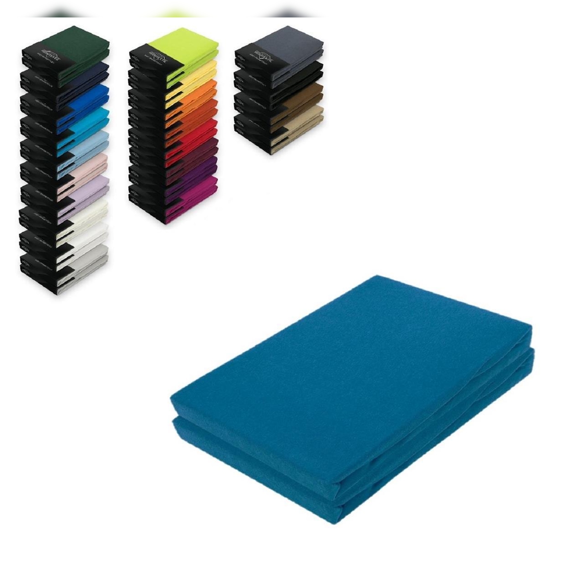 EXKLUSIV HEIMTEXTIL Jersey Spannbettlaken Doppelpack 120 x 200 cm Petrol Image