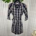 Converse Dresses | Converse Womens Plaid Snap Down Shirt Dress | Color: Blue/Gray | Size: Xs