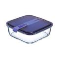 Luminarc Quadratischer Glasbehälter 250 cl mit blauem Deckel Easy Box