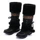 1967 Ladies Winter Boots Round Toe Middle Warm Hairball Retro Women High Booties Heels SlipOn Snow Keep Shoes women's boots Mukluks Winter Boots for Women