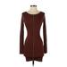 Missy Empire Casual Dress - Sweater Dress Crew Neck Long Sleeve: Brown Dresses - Women's Size 4