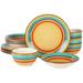 Gibson Home Rainbow 12 Piece Hand-Painted Stoneware Dinnerware Set - Blue Ceramic/Earthenware/Stoneware in Yellow | Wayfair 136940.12R