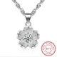 Pendentif en argent regardé 100% pour femme cristal brillant aucune fleur de fleurs colliers de