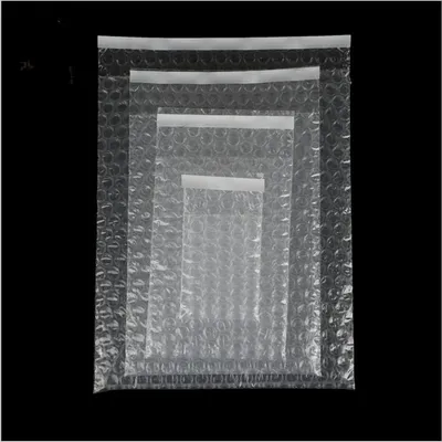Sacs d'emballage en plastique antichoc auto-scellants mousse à bulles transparente double film