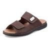 Pantolette RIEKER, Herren, Gr. 42, braun (dunkelbraun), Nubukleder, klassisch, Schuhe, Klettschuh, Sandale, Sommerschuh mit praktischem Klettverschluss, Topseller