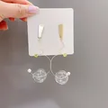 Boucles d'oreilles pendantes super longues pour femmes boule de verre fil nickel é boucles