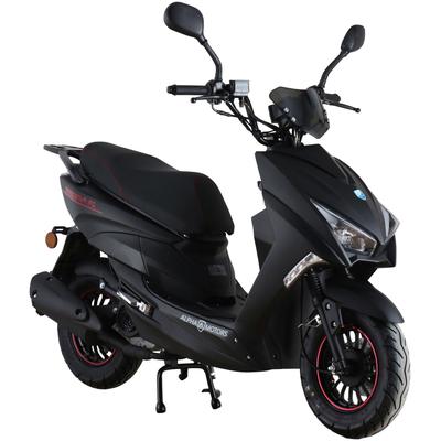 Motorroller ALPHA MOTORS "Speedstar FI", schwarz (mattschwarz, schwarz), Motorroller & Mofas, 25 km/h, mit Lenkerschloss, B:68cm H:105cm L:183cm, Topseller