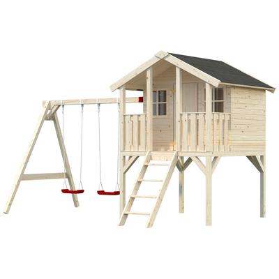 Spielhaus PALMAKO "Toby", beige (natur), Spielhäuser, KinderB:421cm T:284cm, Holzwerkstoff, mit Terrasse, B:421cm T:284cm