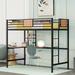 Twin Size Metal Loft Bed with L-shape Desk and Shelve