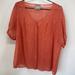 Anthropologie Tops | Anthropologie Maeve Sheer Top. Short Sleeve V Neck Blouse Womens Size Large | Color: Orange | Size: L