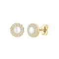 Elli DIAMONDS Ohrringe Damen Ohrstecker mit Diamant Süßwasserzuchtperle Elegant in 375 Gelbgold