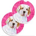 Frifoho Pink Clumber Spaniel Set Of 2 Cup Holder Car Coasters, Large, Multicolor Ceramic in Brown | 0.3 H x 2.56 W x 2.56 D in | Wayfair