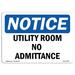 SignMission Osha Notice Utility Room No Admittance Sign Aluminum/Plastic in Black/Blue/Gray | 18 H x 24 W x 0.1 D in | Wayfair OS-NS-A-1824-L-18846