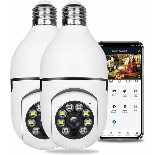2Pack Wireless WiFi Glühbirne Kamera Überwachungskamera, Dome-Überwachungskamera