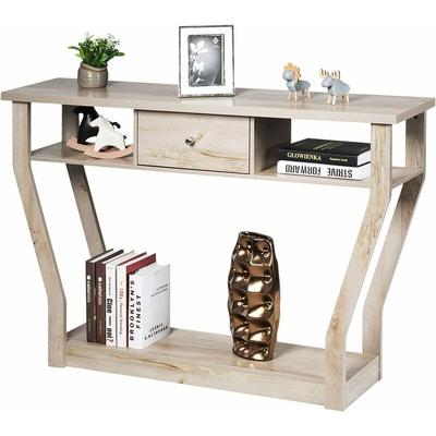 Konsolentisch mit Schublade und Regal, Flurtisch aus Holz, Beistelltisch für Eingang, Wohnzimmer Image