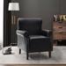 Armchair - Lark Manor™ Alcocer 30.2" Wide Vegan Leather Armchair Faux Leather/Wood/Genuine Leather in Black | 36.7 H x 30.2 W x 31 D in | Wayfair