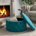 Cusp Barn Classic Button Tufted Velvet Round Ottoman With Storage Living Room Footrest