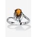 Women's Silvertone Simulated Pear Cut Birthstone And Round Crystal Ring Jewelry by PalmBeach Jewelry in Citrine (Size 10)