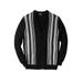 Men's Big & Tall Lightweight Striped Cardigan Sweater by KingSize in Black (Size XL)