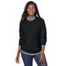 Plus Size Women's Cable Crewneck Sweater by Jessica London in Black (Size 1X)