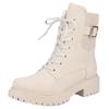 Winterstiefelette RIEKER, Damen, Gr. 36, beige, Textil, Lederimitat, elegant, Schuhe, Schnürstiefelette, Schnürboots, Profilsohle mit Stretch am Schaft