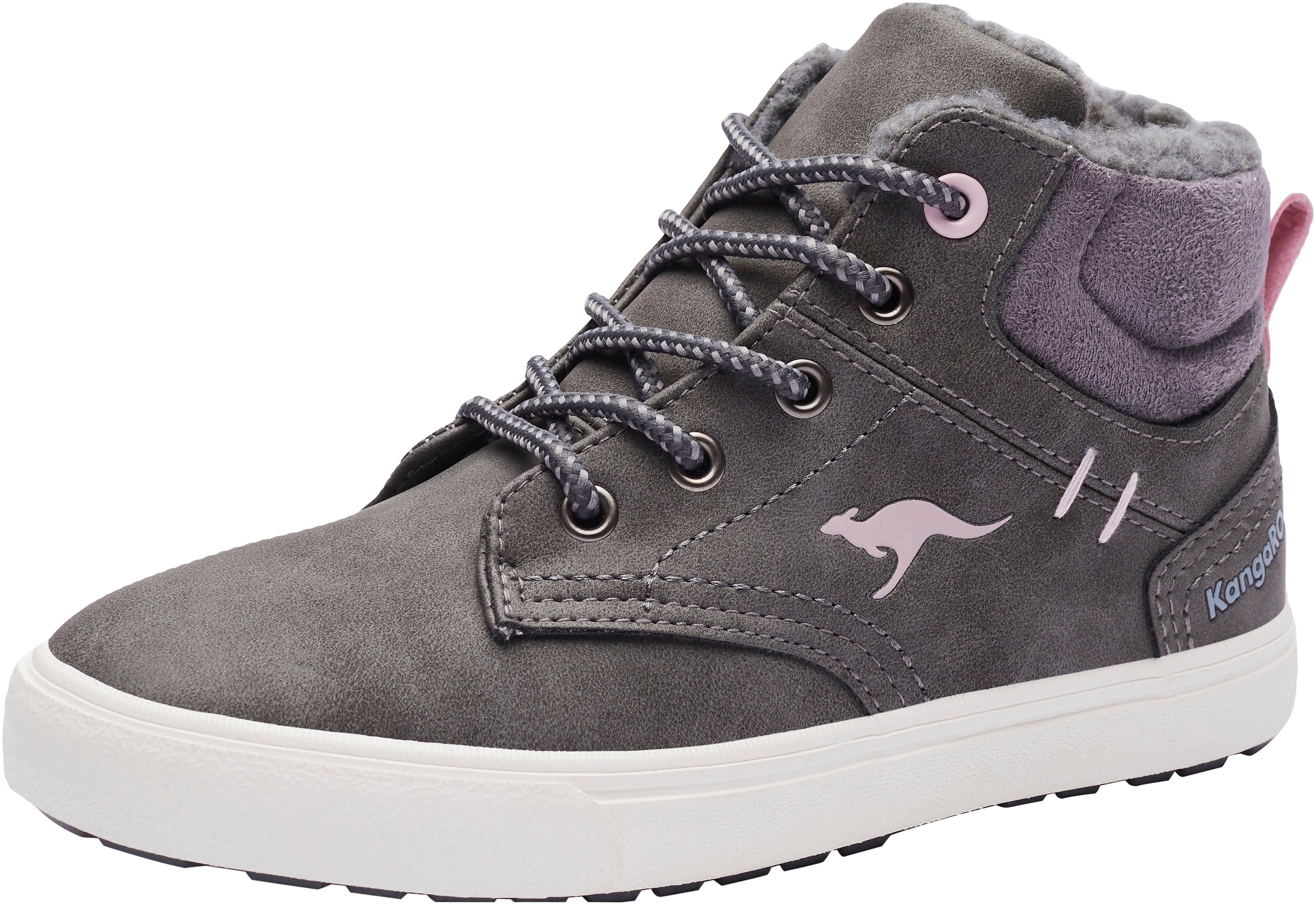 Sneaker KANGAROOS "Kavu X", Gr. 33, grau (grau, rosa), Synthetik, Textil, Schuhe, gefüttert Image