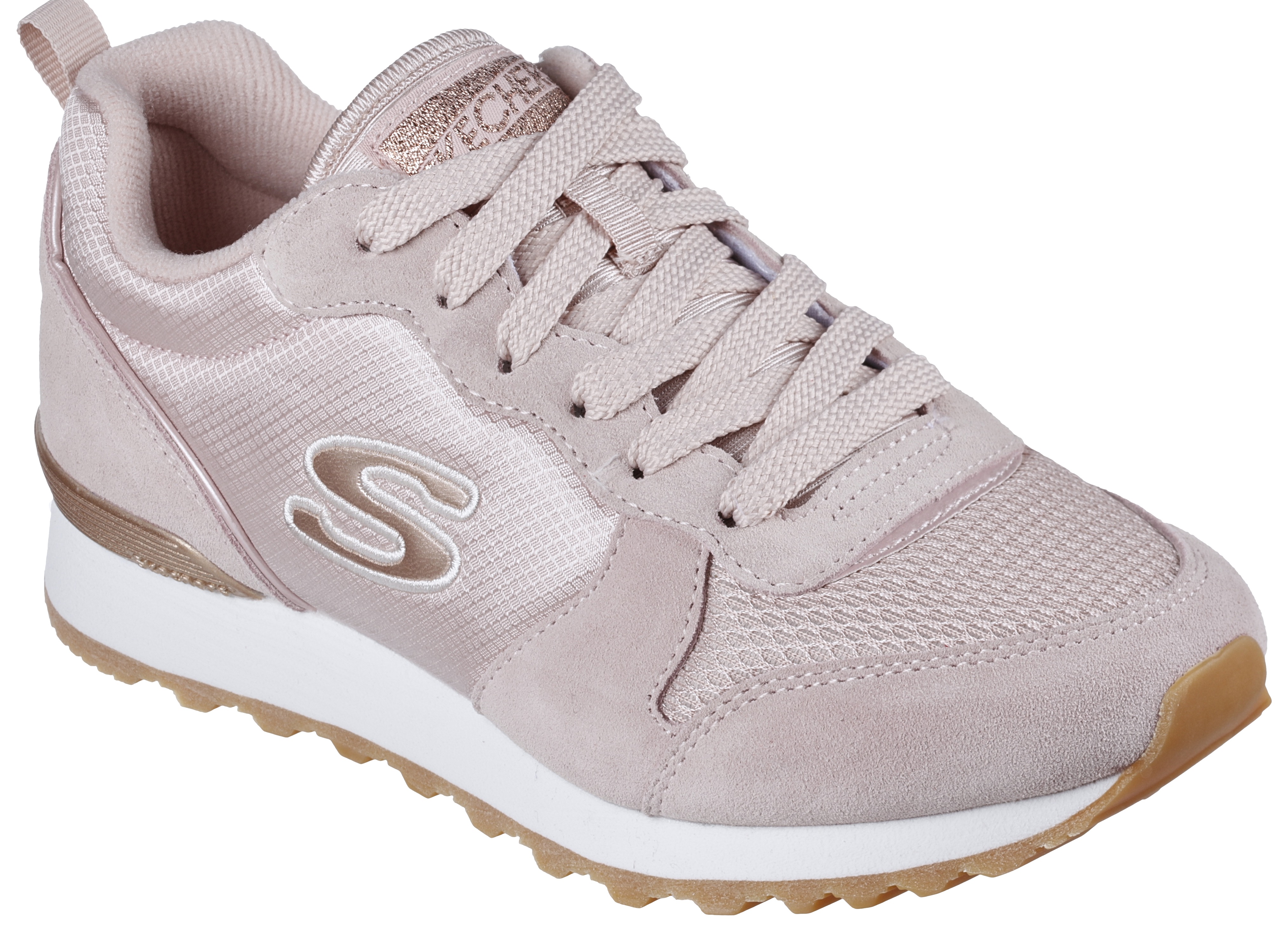 Sneaker SKECHERS "OG 85 - GOLDN GURL", Damen, Gr. 36, rosa (rose), Synthetik, Textil, Veloursleder, Schuhe Sneaker, Schnürschuh, Original-Retro-Jogginschuh mit Air-Cooled Memory Foam
