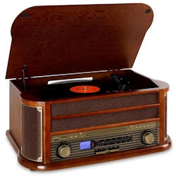 auna Belle Epoque 1908 Retro-Stereoanlage Bluetooth USB CD MP3 Kirschbaumholz Image