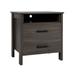 Costway Modern Wood Grain Nightstand with Cable Hole and Open Compartment-Walnut