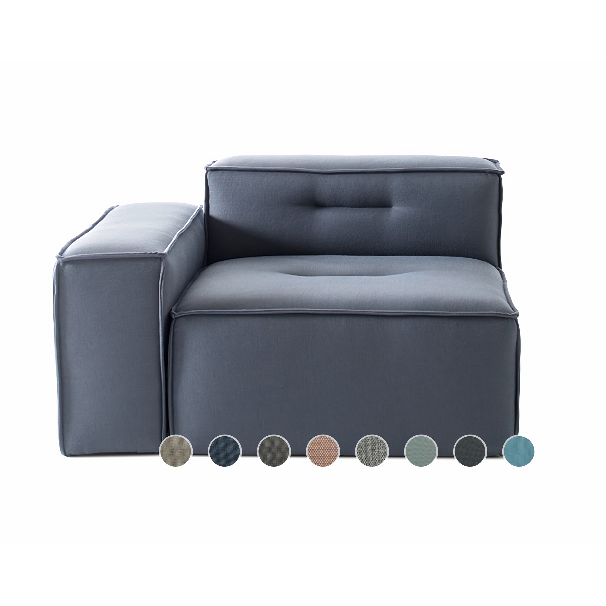 Sitting Bull »numberONE« Sofa Grundelement links Armlehne niedrig PG3 MICHELANGELO 619 graublau