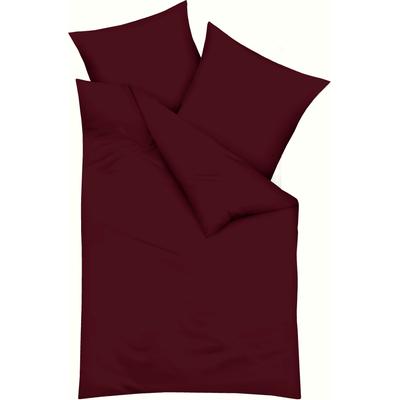 Bettwäsche KAEPPEL "Uni", rot (burgund), B/L: 135cm x 200cm, , Feinbiber, B/L: 80cm x 80cm, Feinbiber, Obermaterial: 100% Baumwolle, Bettwäsche, Unifarben Image