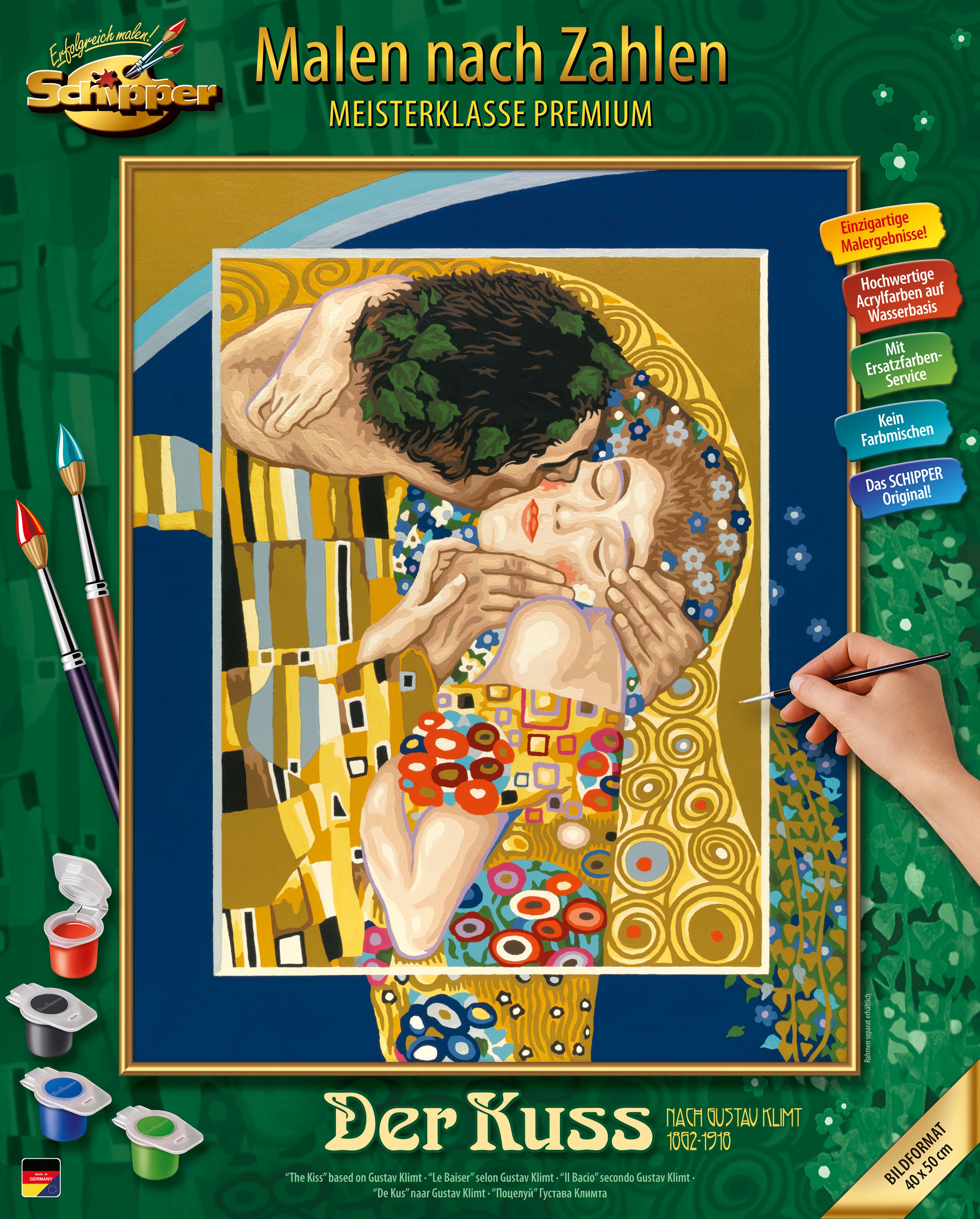 Malen nach Zahlen SCHIPPER "Meisterklasse Premium - Der Kuss nach Gustav Klimt (1862 - 1918)", bunt, Malvorlagen, KinderB:40cm H:50cm, Made in Germany, B:40cm H:50cm Image